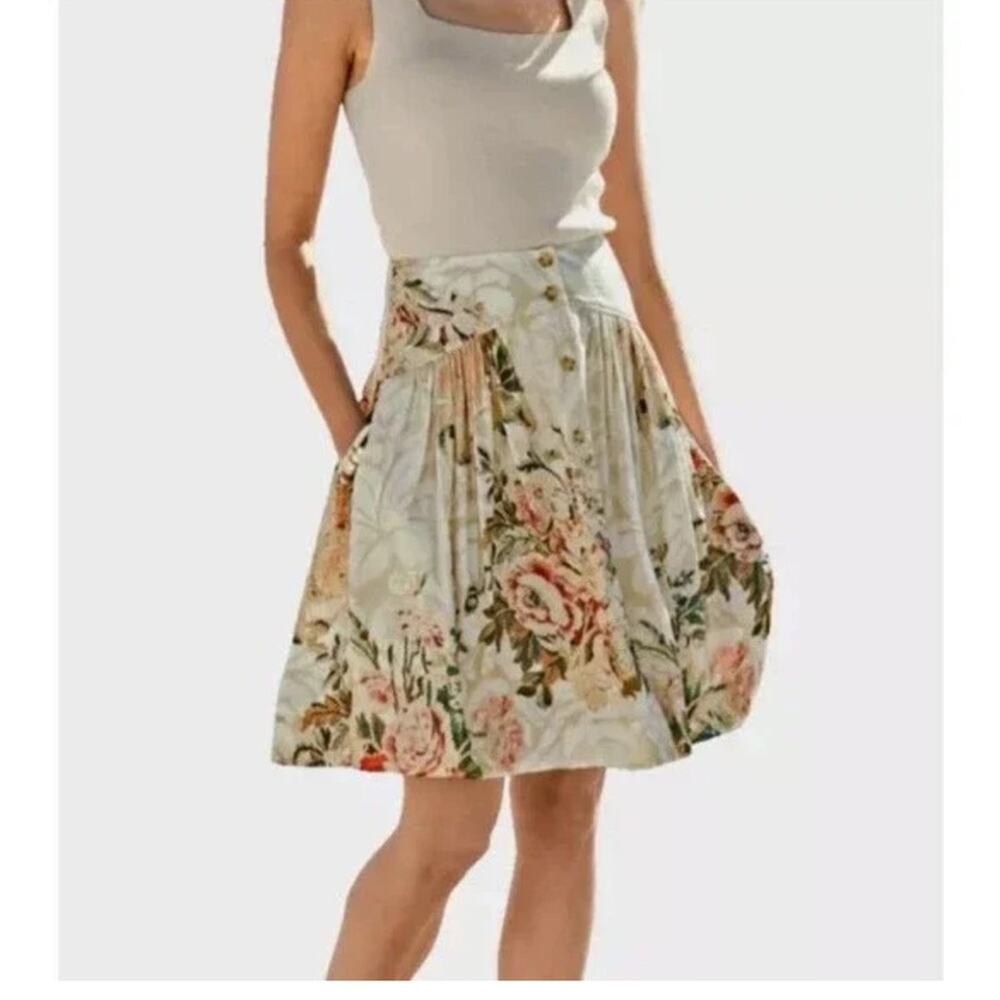 Peruvian Connection Leilani Pleated Floral Skirt Size 4